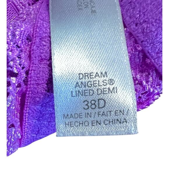 Victoria's Secret Bra 38D Dream Angel Lined Demi Purple Lace Adjustable Strap - Picture 6 of 6